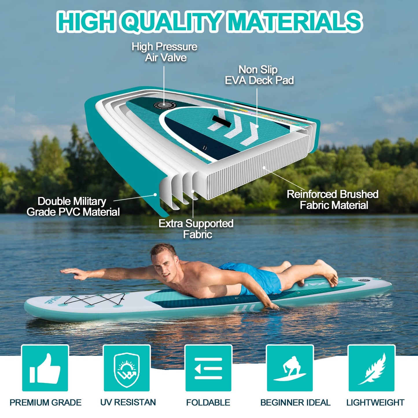 Aufblasbares SUP Board Set, 320 oder 335 cm, bis 200 kg