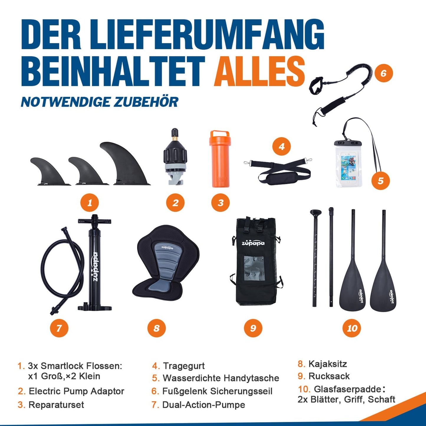 Zupapa aufblasbares SUP Board Set, mit Kajak-Sitz, 323 cm
