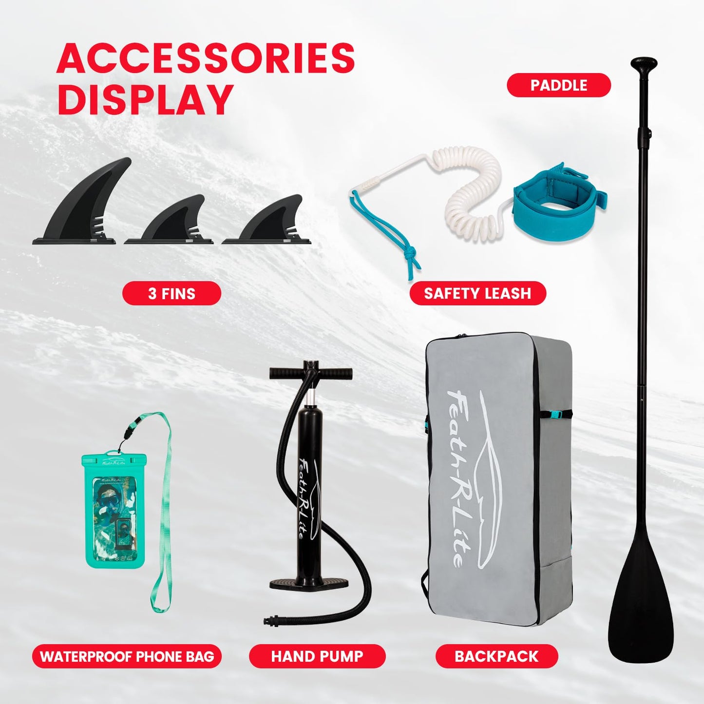 FunWater aufblasbares SUP Board, Koi-Muster, Rot, 335 cm, mit Komplett-Set