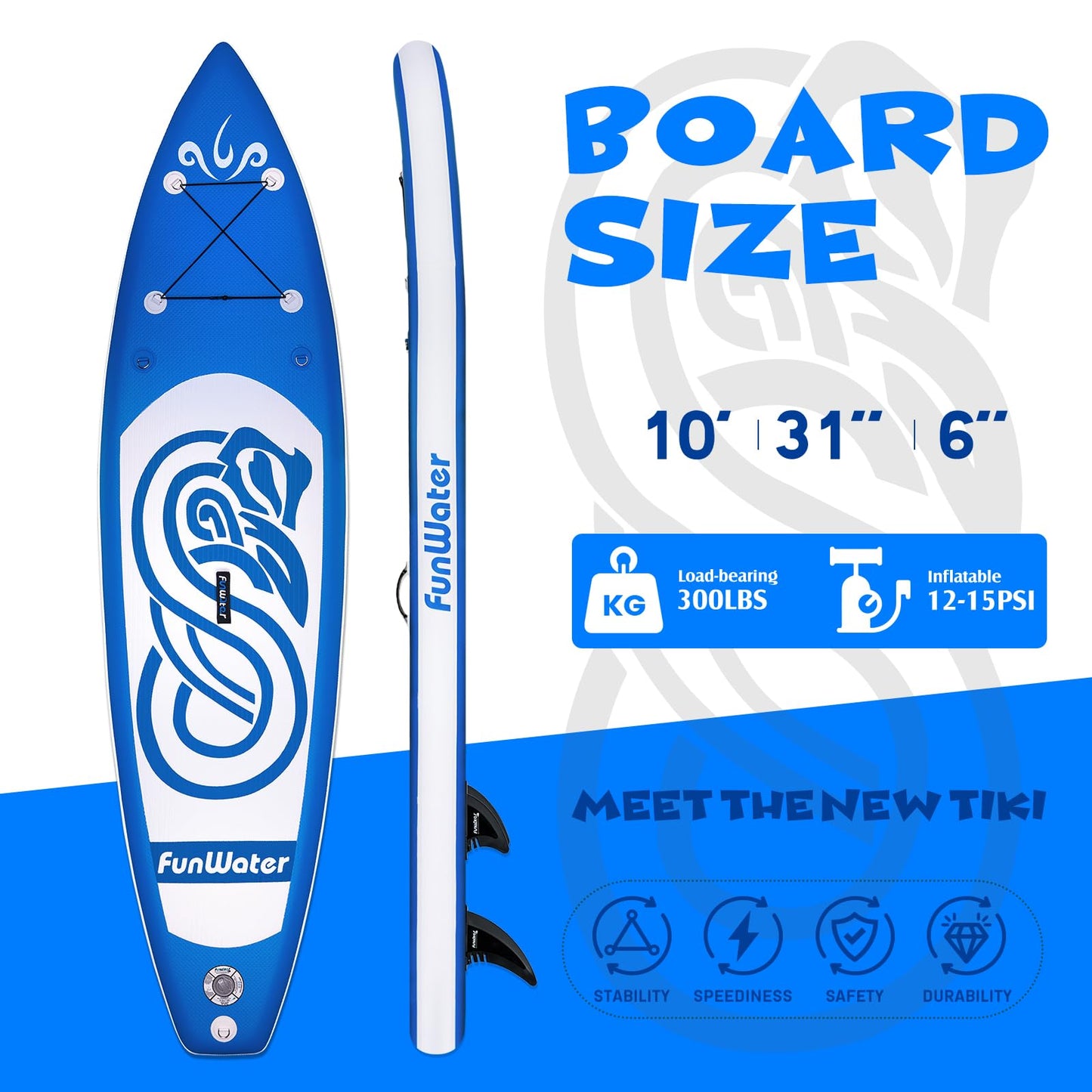 FunWater aufblasbares SUP Board, mit Komplett-Set