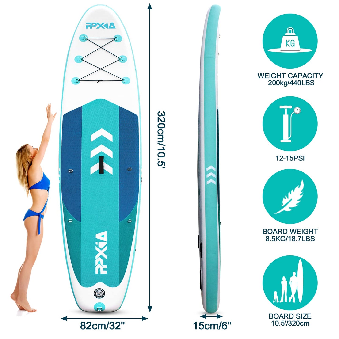 Aufblasbares SUP Board Set, 320 oder 335 cm, bis 200 kg