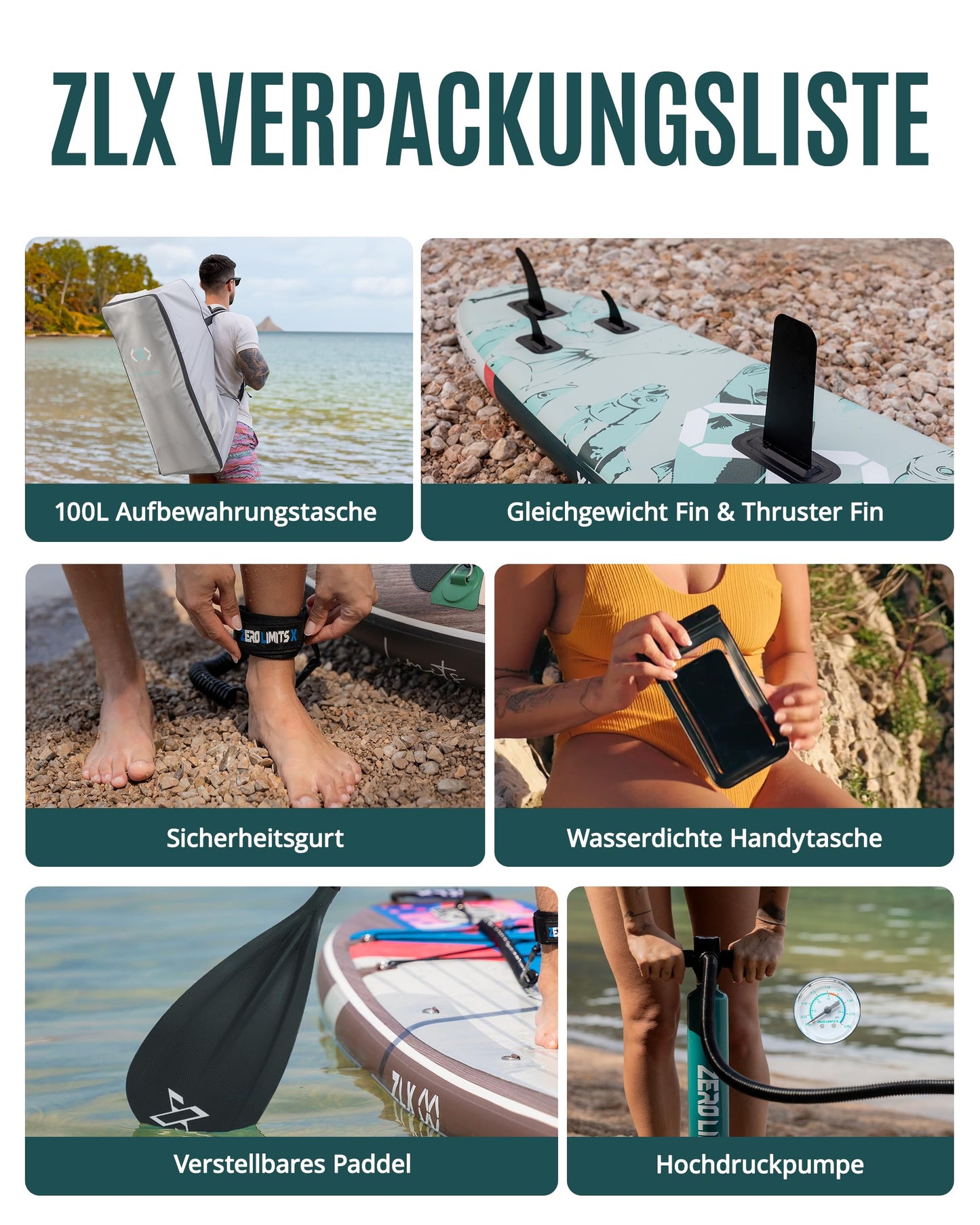 ZLX Stand Up Paddle Board, 350 cm, bis 250 kg, mit Sitz