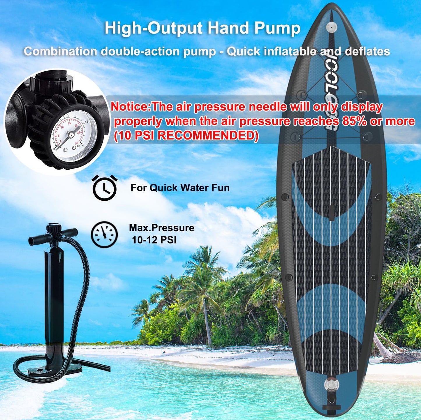 JOOLOOG aufblasbares SUP Board, mit Kajaksitz, 320 cm, Blau