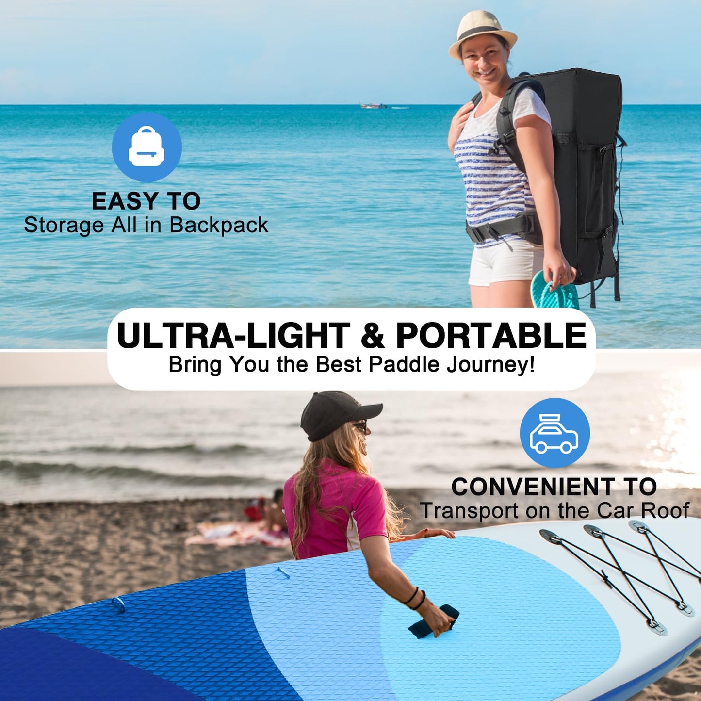 Aufblasbares SUP Board mit Sitz, 320 cm, bis 200 kg, Blau
