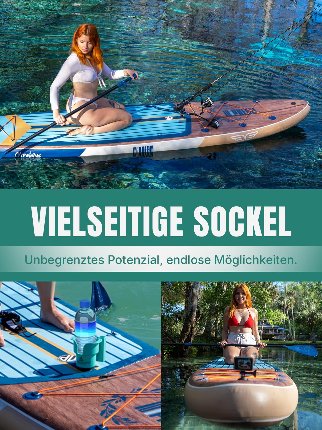 Niphean Extra Großes SUP Board für 2+1 Personen, mit Balancierflügel