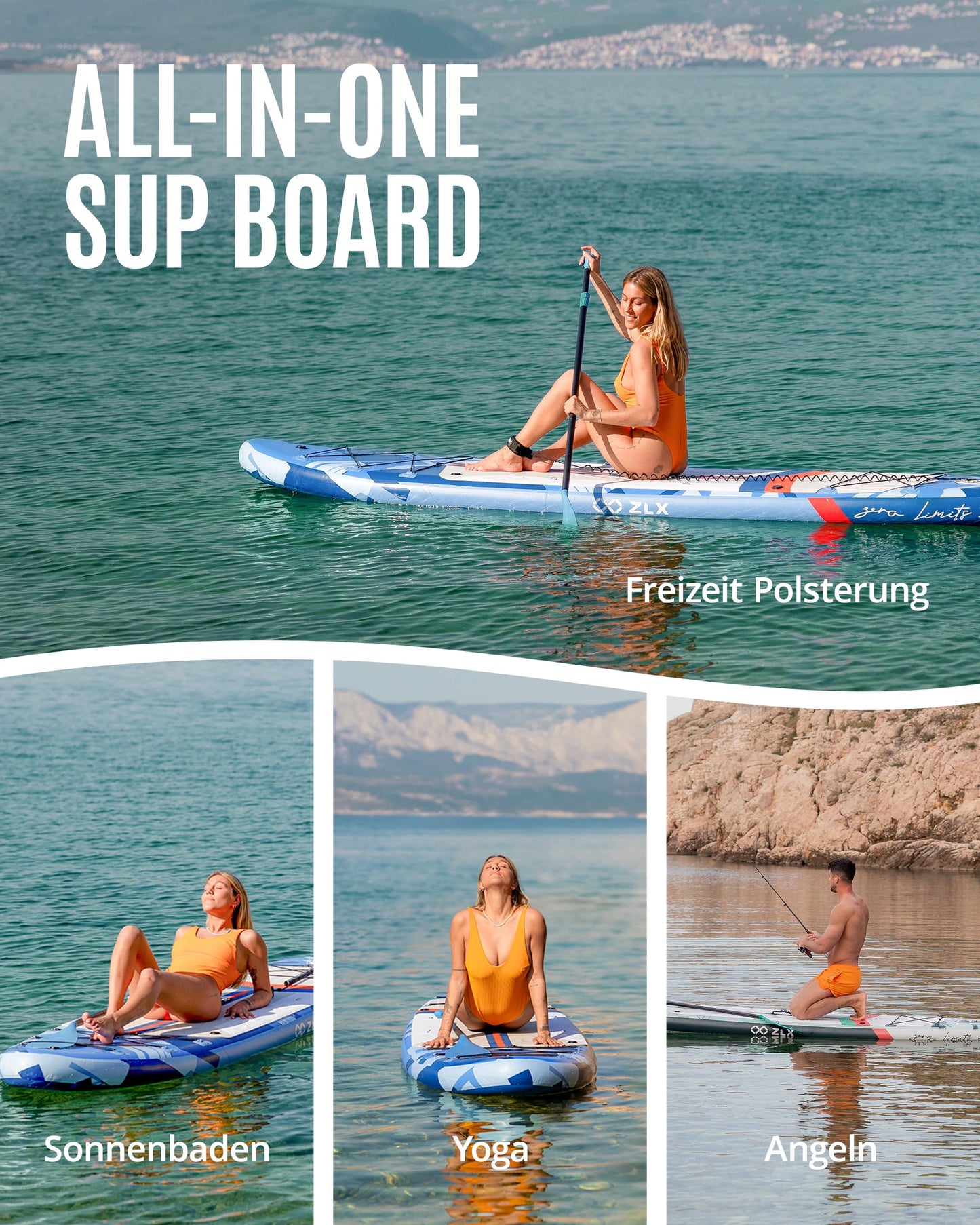 ZLX Stand Up Paddle Board, 350 cm, bis 250 kg, mit Sitz