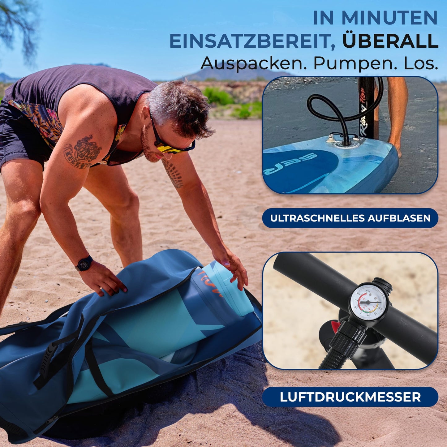 SereneLife aufblasbares SUP Board, mit Komplett-Set