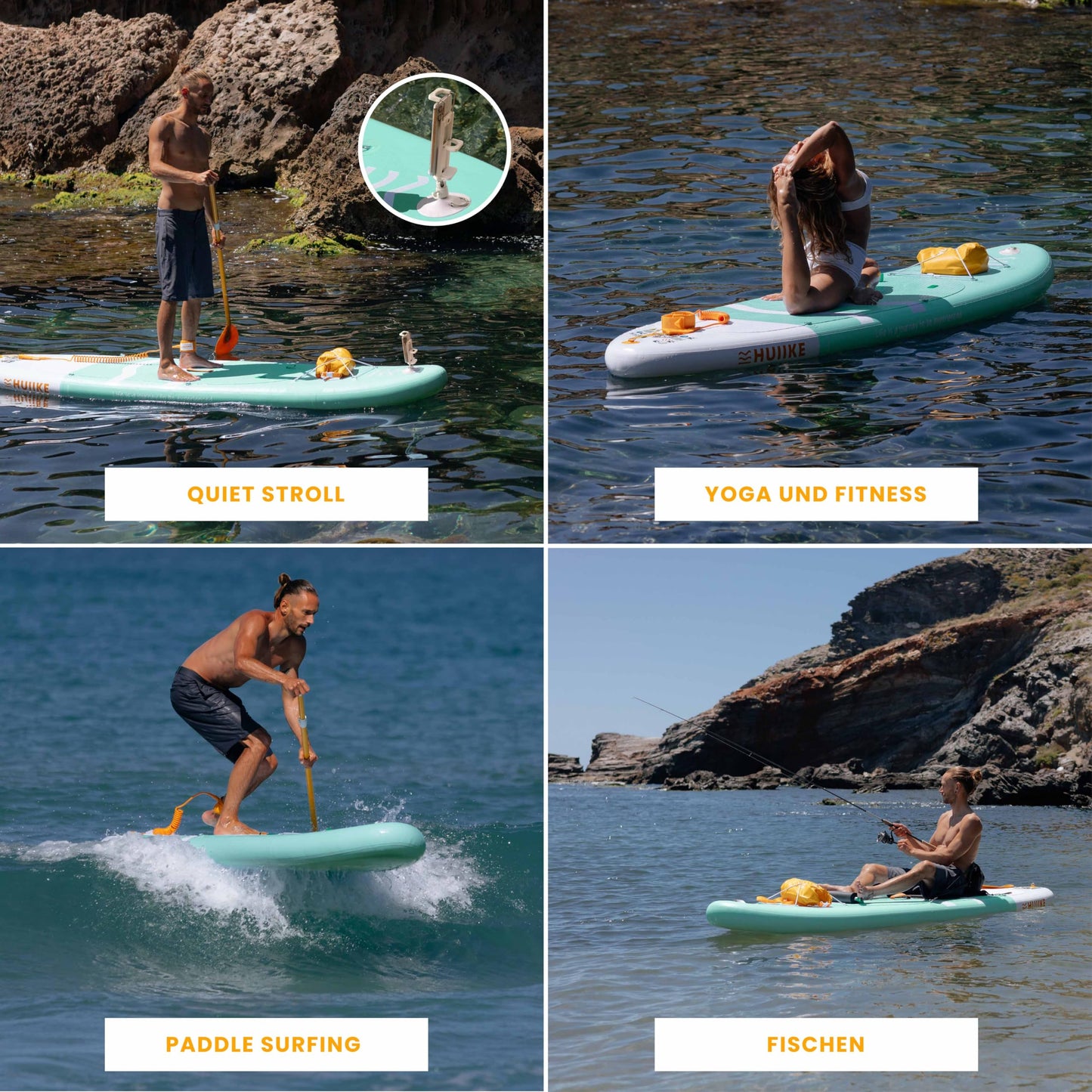 HUIIKE aufblasbares SUP Board, 305 cm, bis 130 kg, mit Komplett-Set
