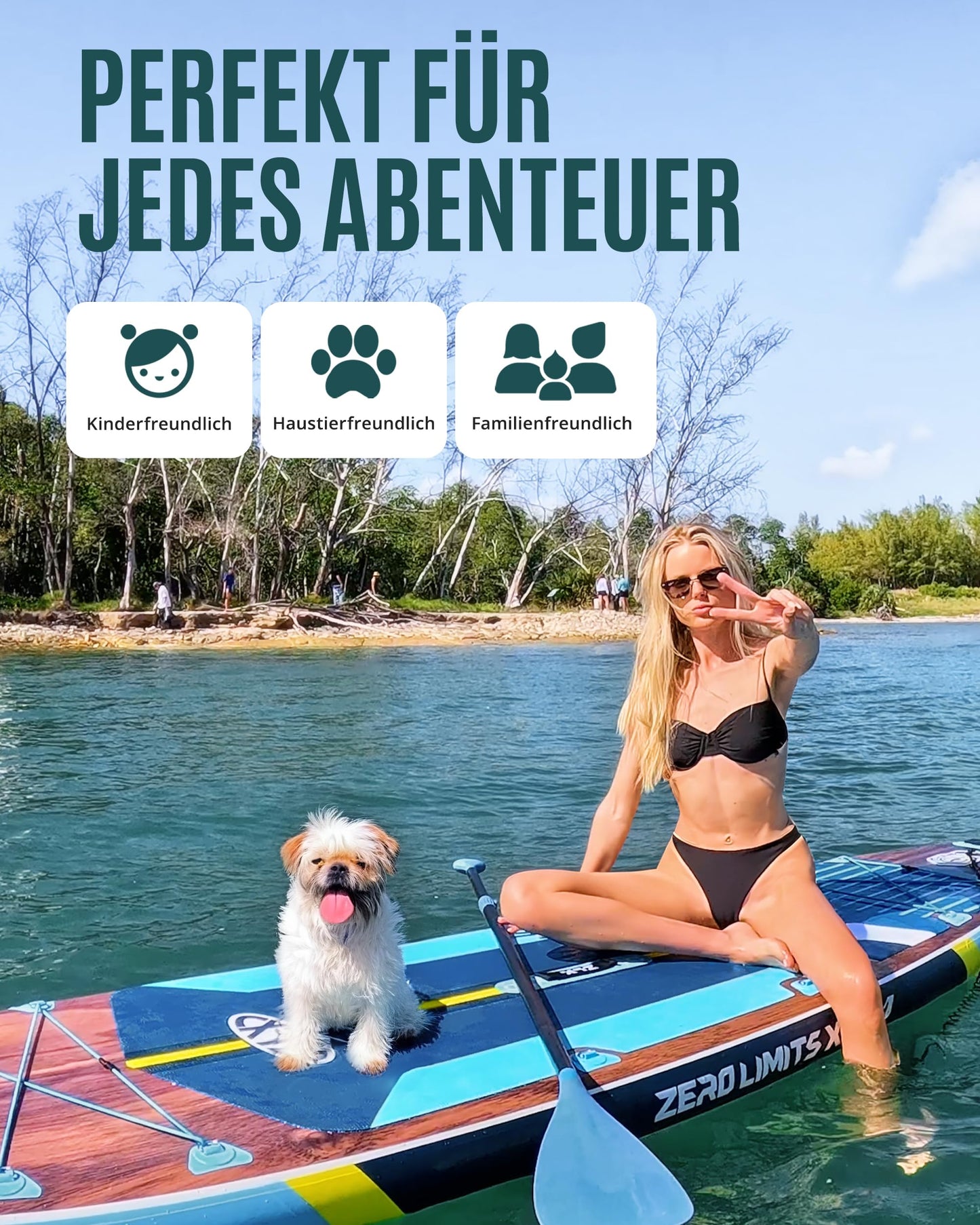 ZLX Stand Up Paddle Board, 350 cm, bis 250 kg, mit Sitz