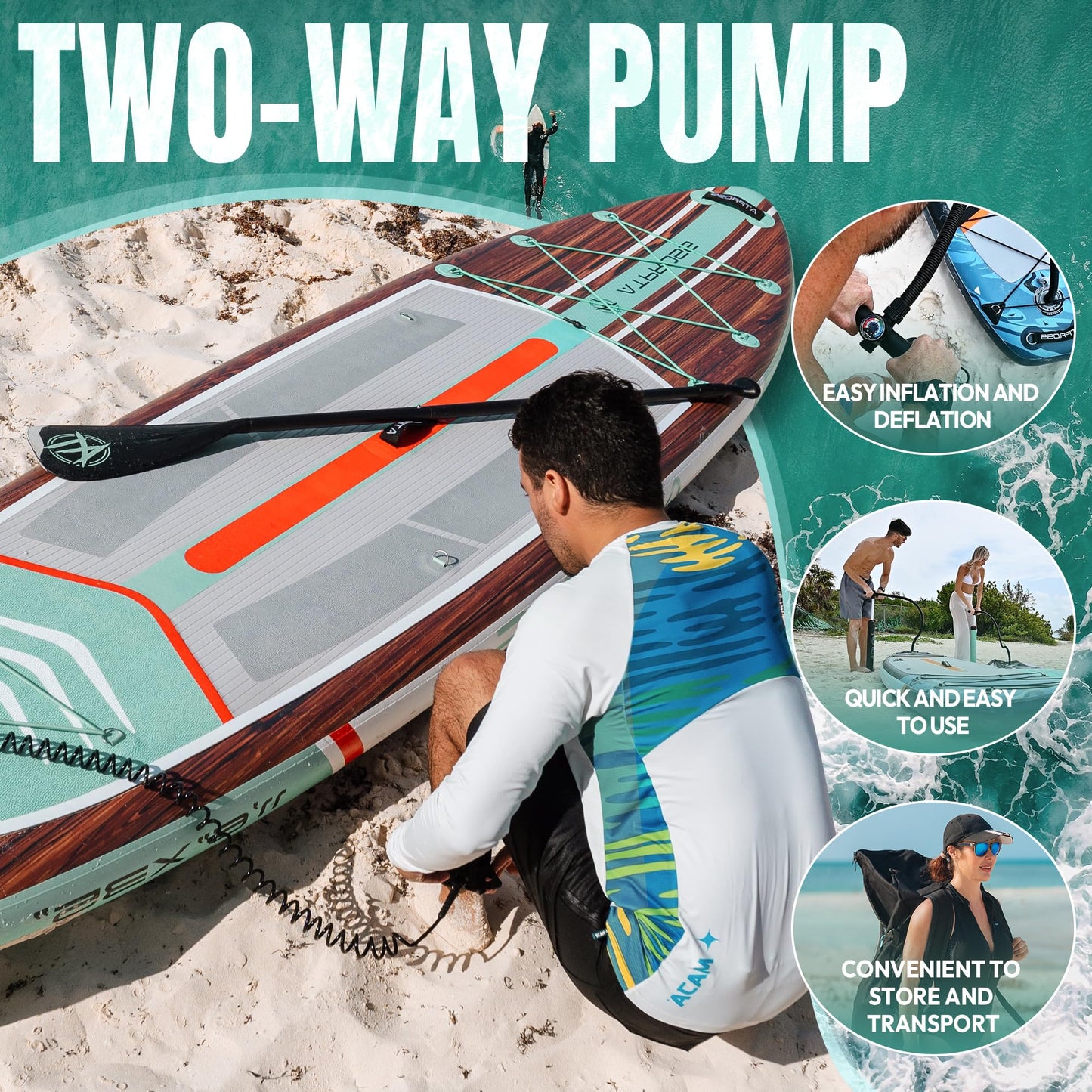 ATPROSS aufblasbares SUP Board, bis 200 kg, mit Premium-Set, 350 cm