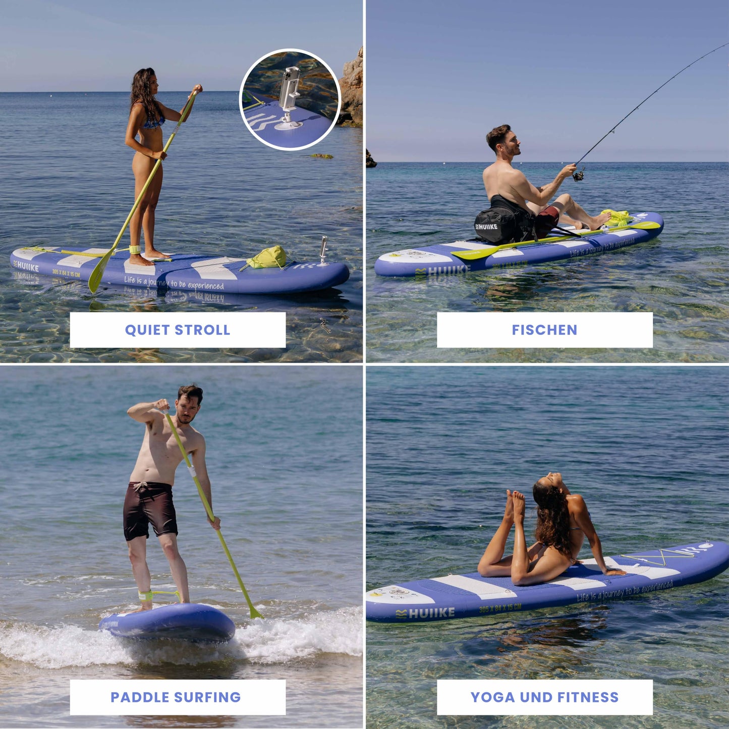 HUIIKE aufblasbares SUP Board, bis 130 kg, 305 cm, mit Zubehör-Set