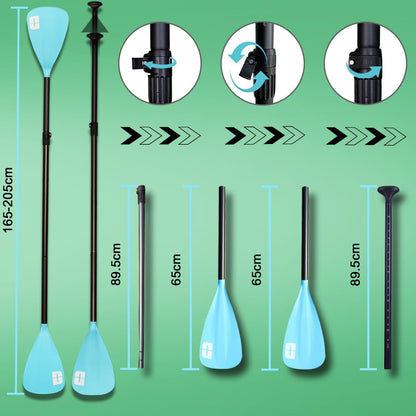 Aufblasbares SUP Board mit Kajak-Sitz, 330 cm, bis 150 kg, mit Kamerahalterung, Mintgrün