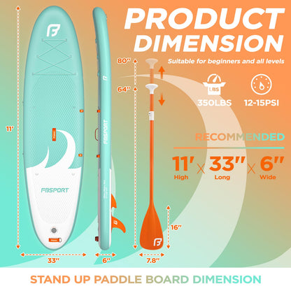 FBSPORT aufblasbares SUP Board, 335 cm, mit Komplett-Set