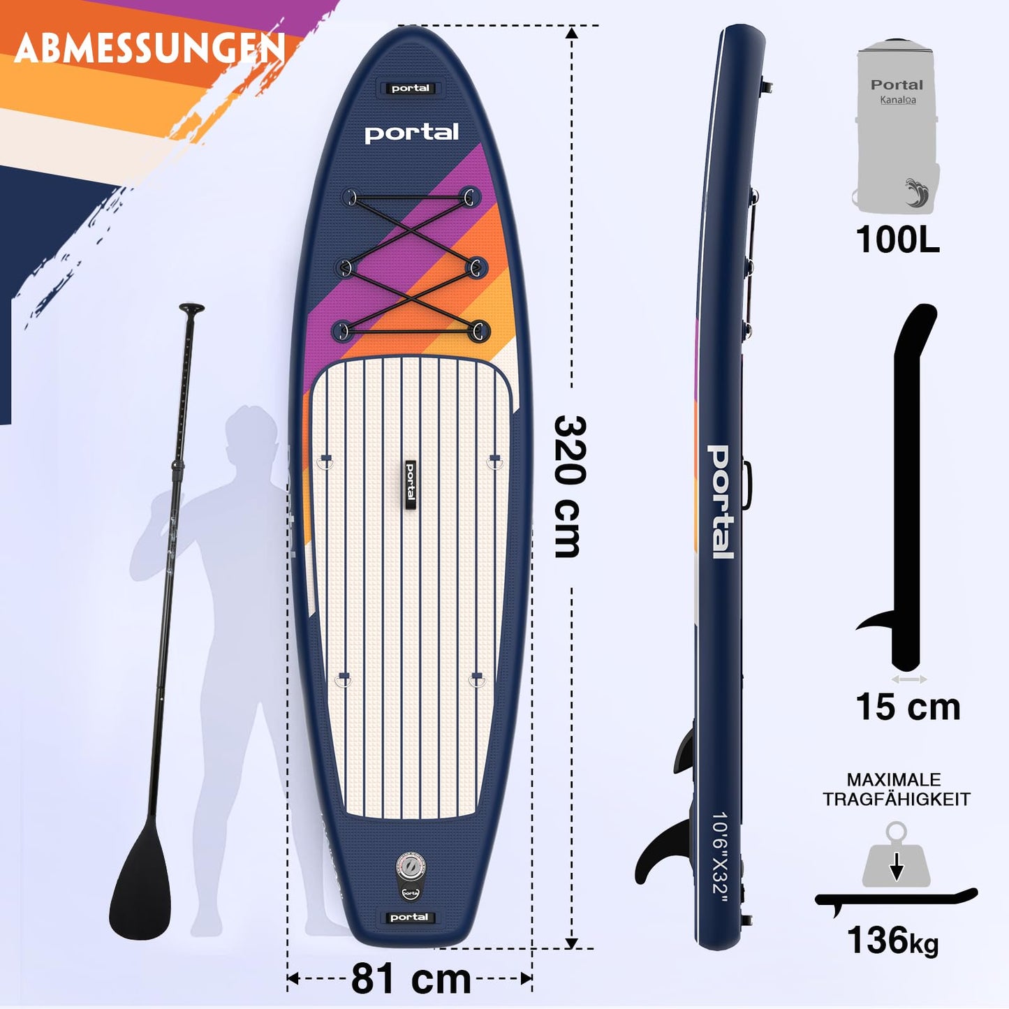 Portal aufblasbares SUP Board, 320 cm, mit Komplett-Set