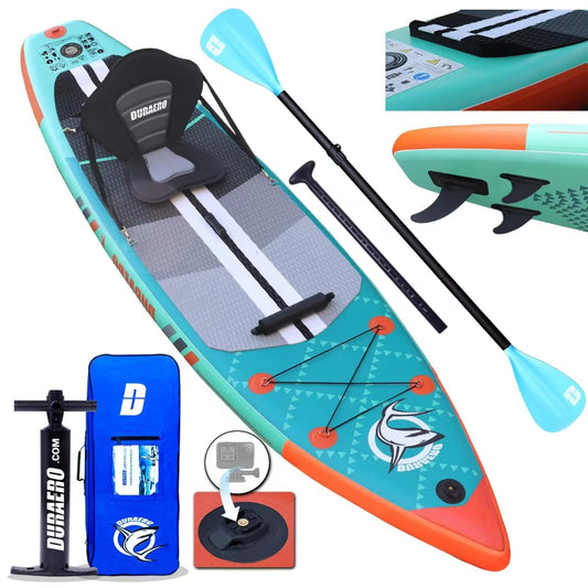 Aufblasbares SUP Board mit Kajak-Sitz, 330 cm, bis 150 kg, mit Kamerahalterung, Mintgrün