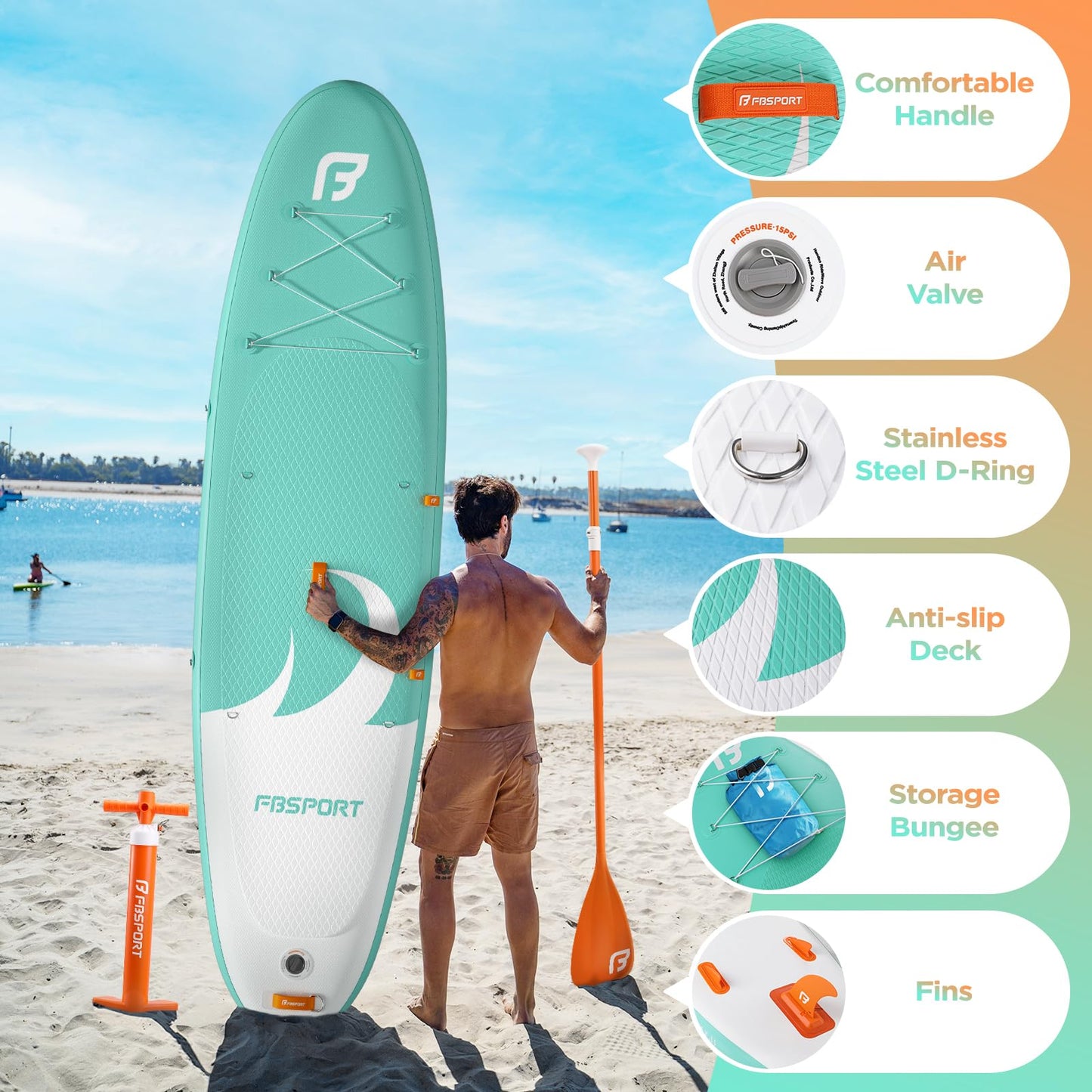 FBSPORT aufblasbares SUP Board, 335 cm, mit Komplett-Set