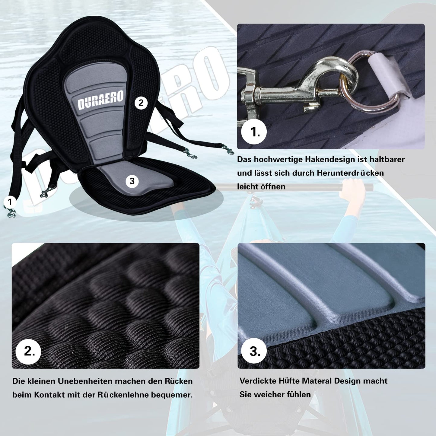 Aufblasbares SUP Board mit Kajak-Sitz, 330 cm, bis 150 kg, mit Kamerahalterung, Mintgrün