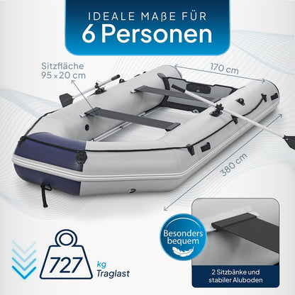 ArtSport Schlauchboot mit Aluboden, 3,80 m, für 6 Personen