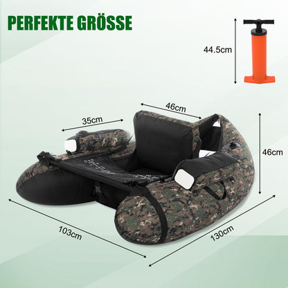LEADZM aufblasbares Angelboot, Camouflage, 150 kg Tragkraft