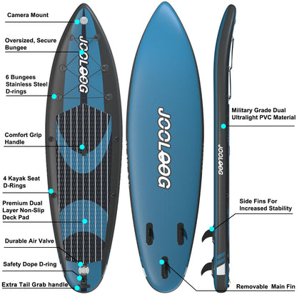 JOOLOOG aufblasbares SUP Board, mit Kajaksitz, 320 cm, Blau