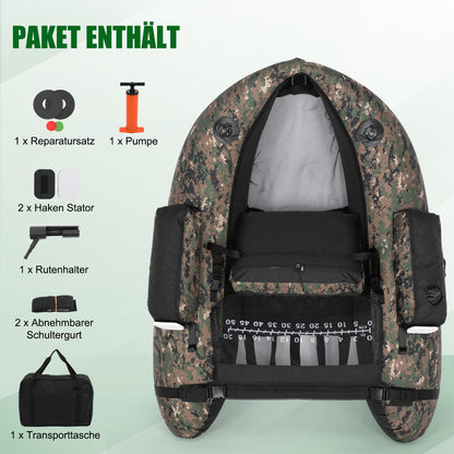 LEADZM aufblasbares Angelboot, Camouflage, 150 kg Tragkraft