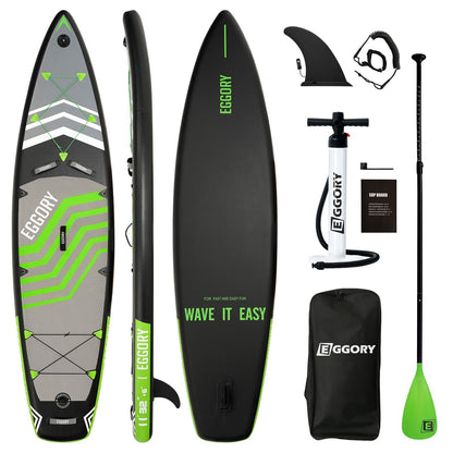 Extra breites aufblasbares SUP Board, mit Paddel & Pumpe, Graugrün