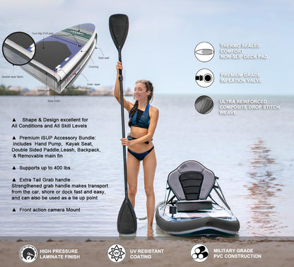 JOOLOOG aufblasbares SUP Board, mit Kajaksitz, 320 cm, Blau