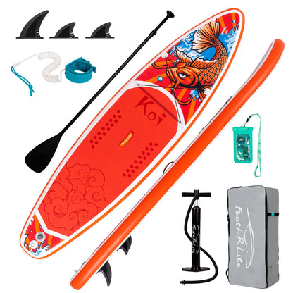 FunWater aufblasbares SUP Board, Koi-Muster, Rot, 335 cm, mit Komplett-Set