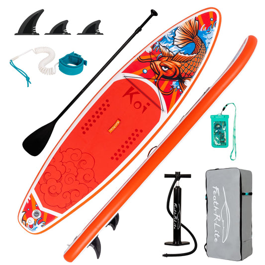 FunWater aufblasbares SUP Board, Koi-Muster, Rot, 335 cm, mit Komplett-Set