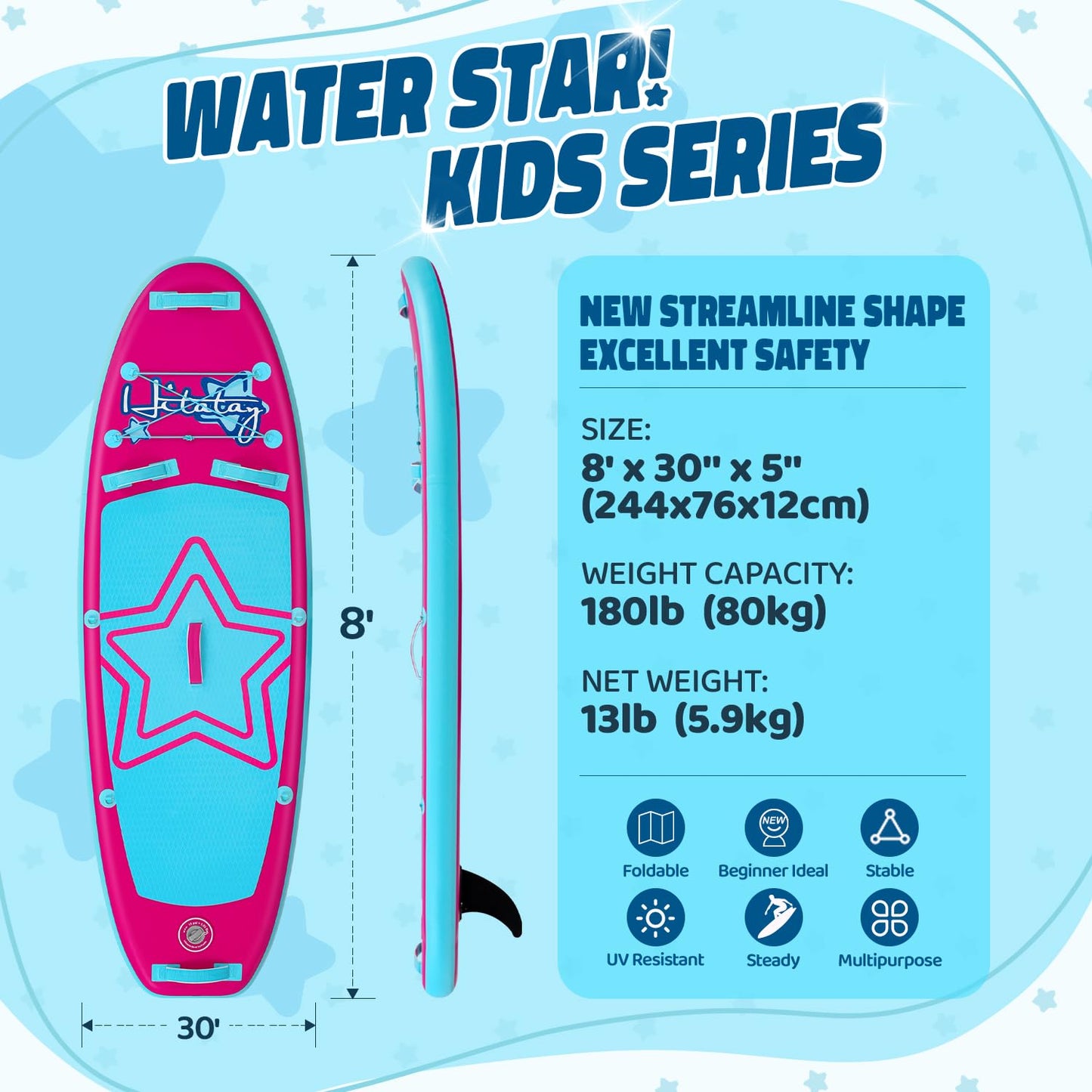 Aufblasbares SUP Board Set für Jugendliche und Kinder, bis 80 kg