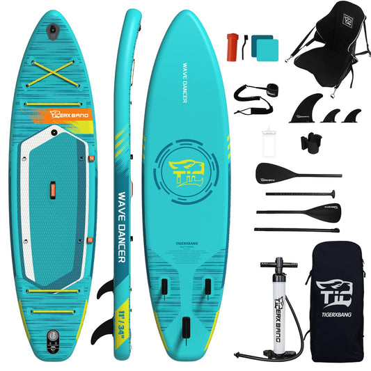 TIGERXBANG aufblasbares SUP Board, 335 cm, mit Komplett-Set, Himmelblau