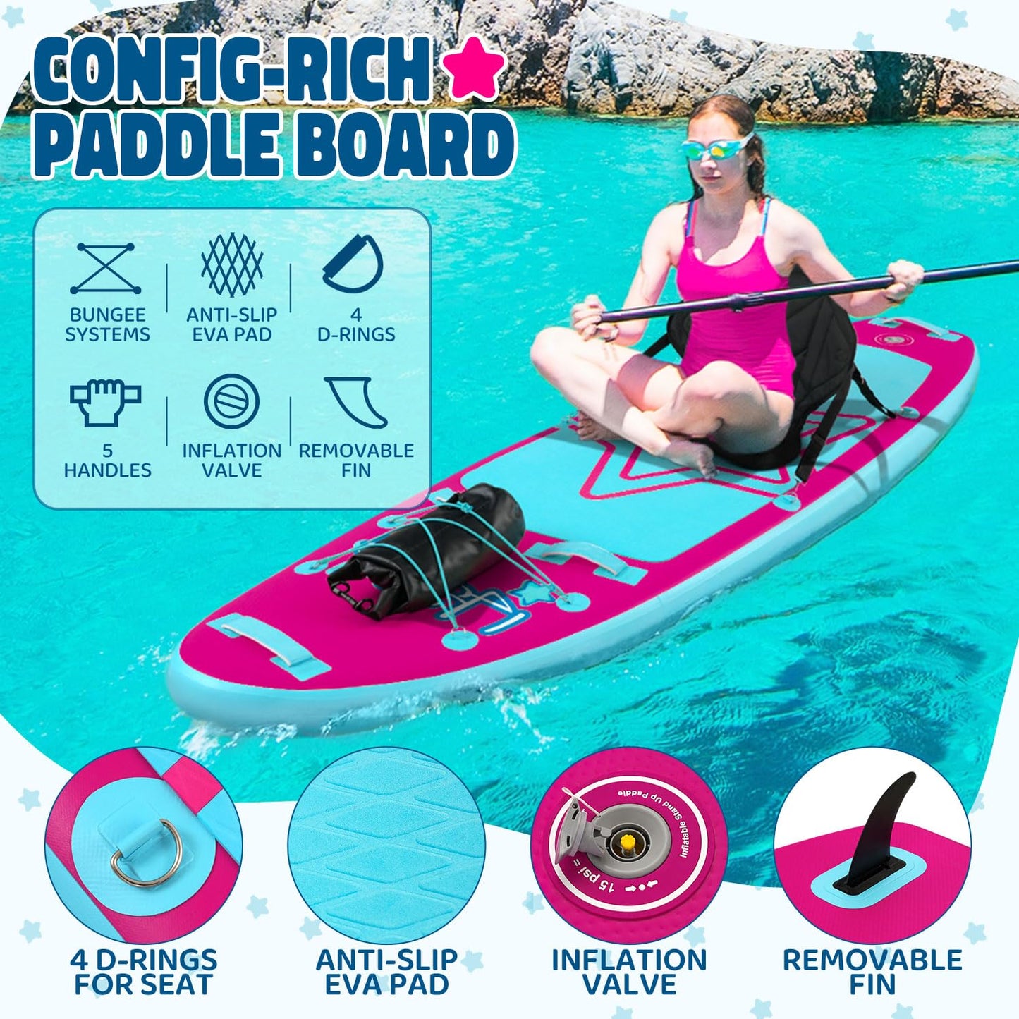 Aufblasbares SUP Board Set für Jugendliche und Kinder, bis 80 kg