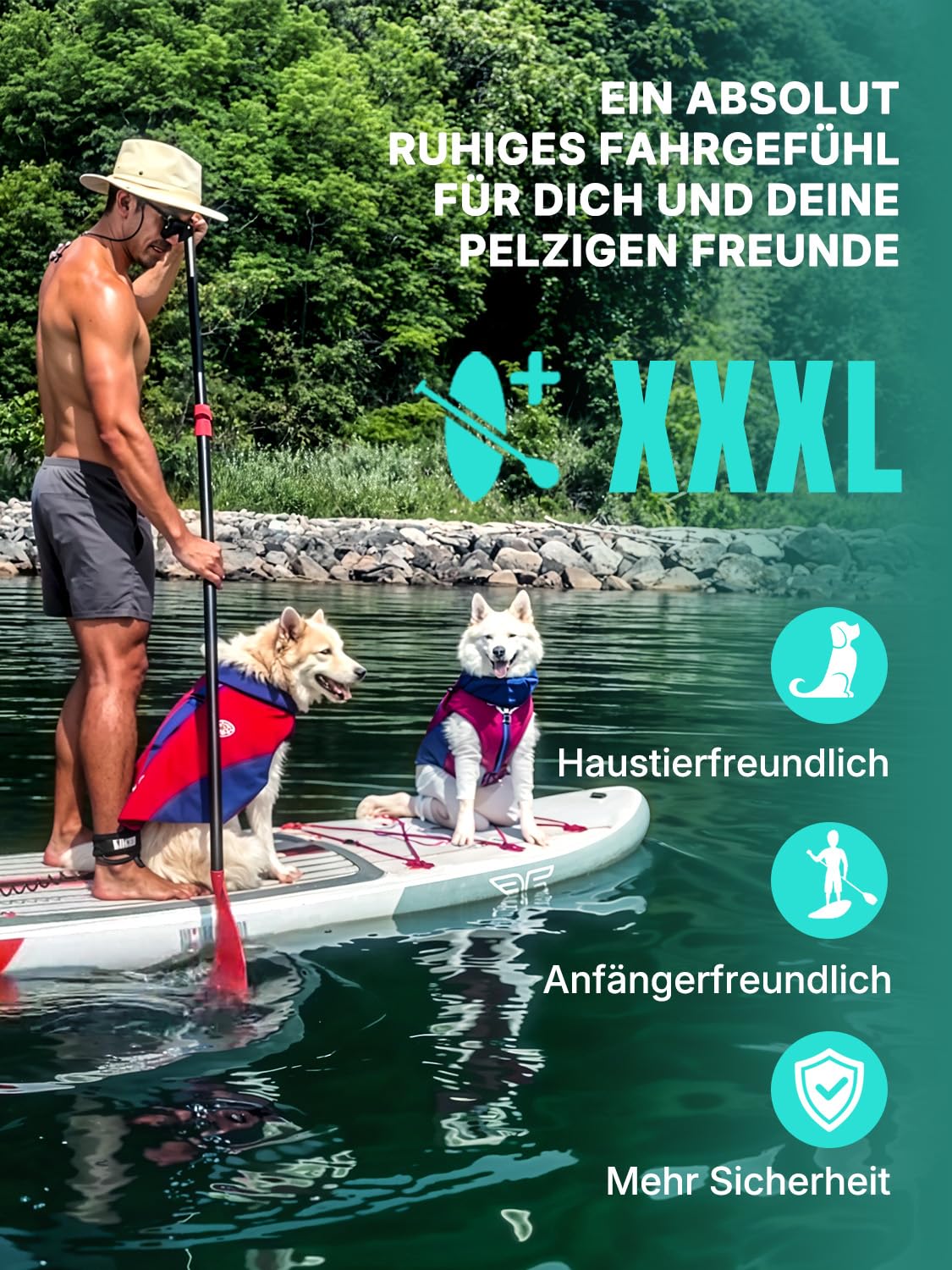 Niphean Extra Großes SUP Board für 2+1 Personen, mit Balancierflügel