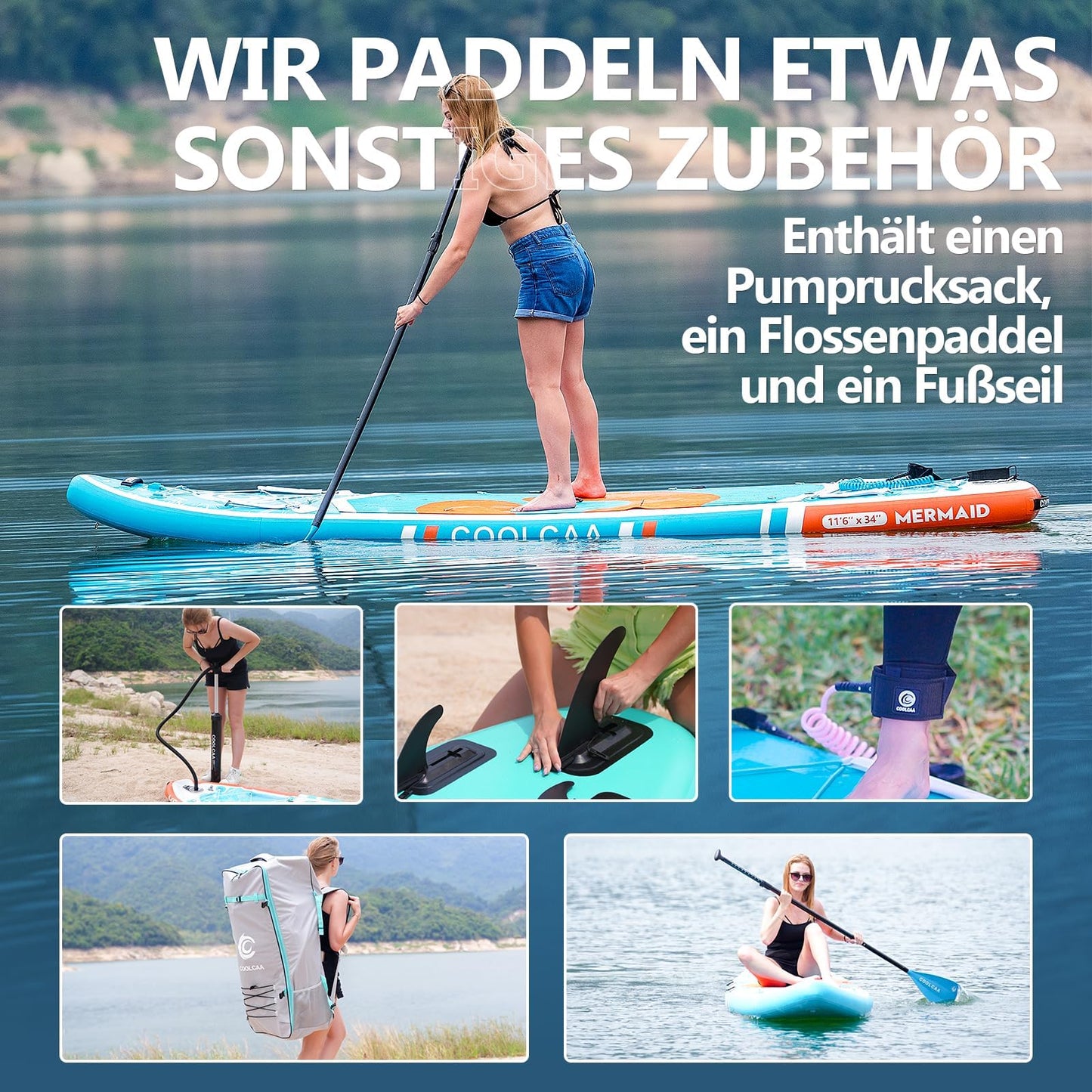COOLCAA Stand Up Paddle Board, mit Premium-Set, bis 210 kg