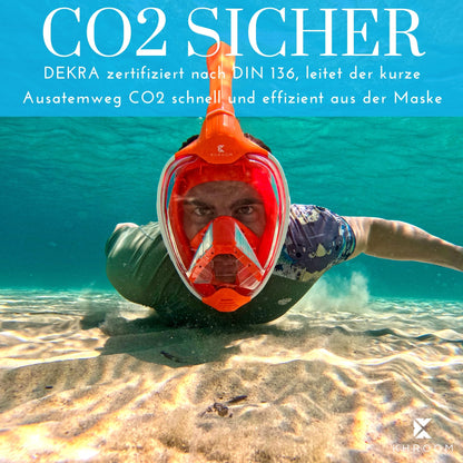 Khroom Seaview X Vollgesichts-Schnorchelmaske, DEKRA CO2-sicher, für Erwachsene und Kinder, L-XL, Blau