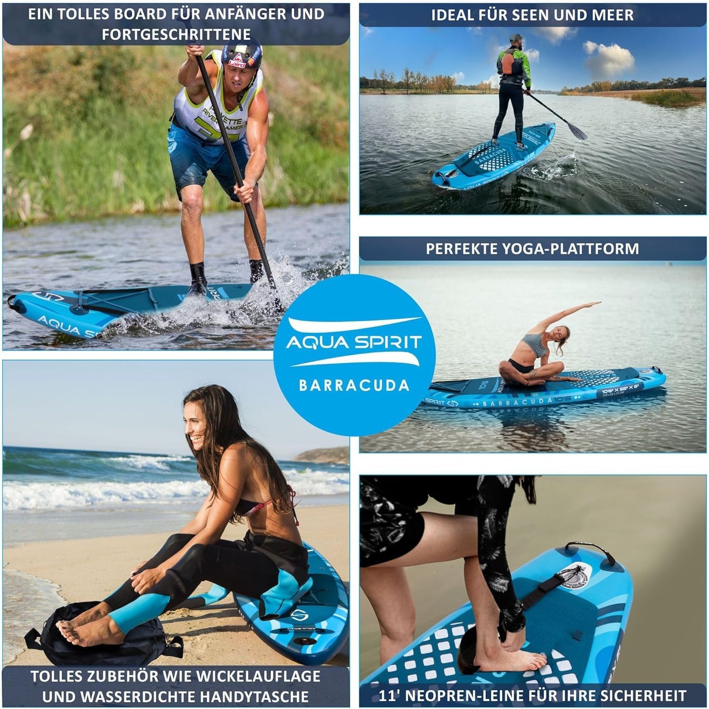 Aqua Spirit aufblasbares SUP Board mit Sitz, 320 cm, Blau