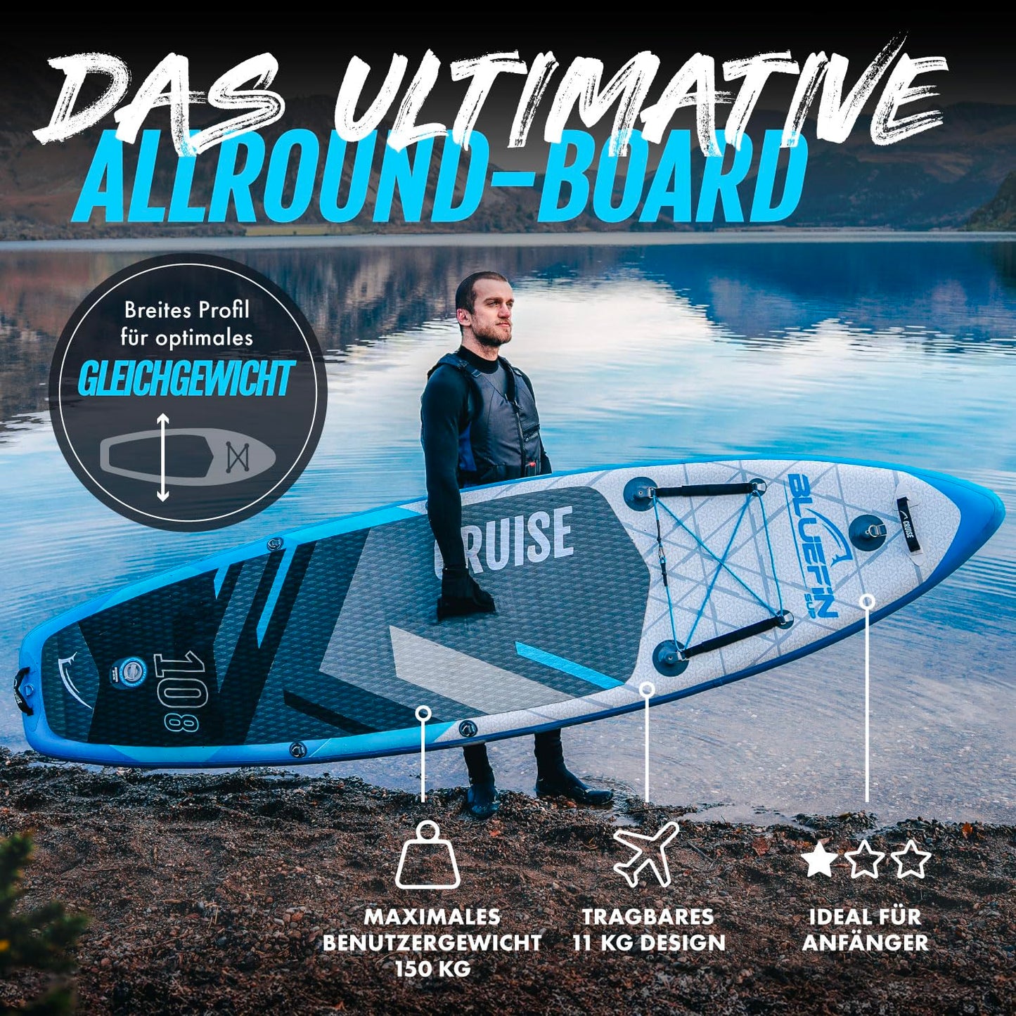 Bluefin CRUISE SUP Board Set, 10'8", Blau