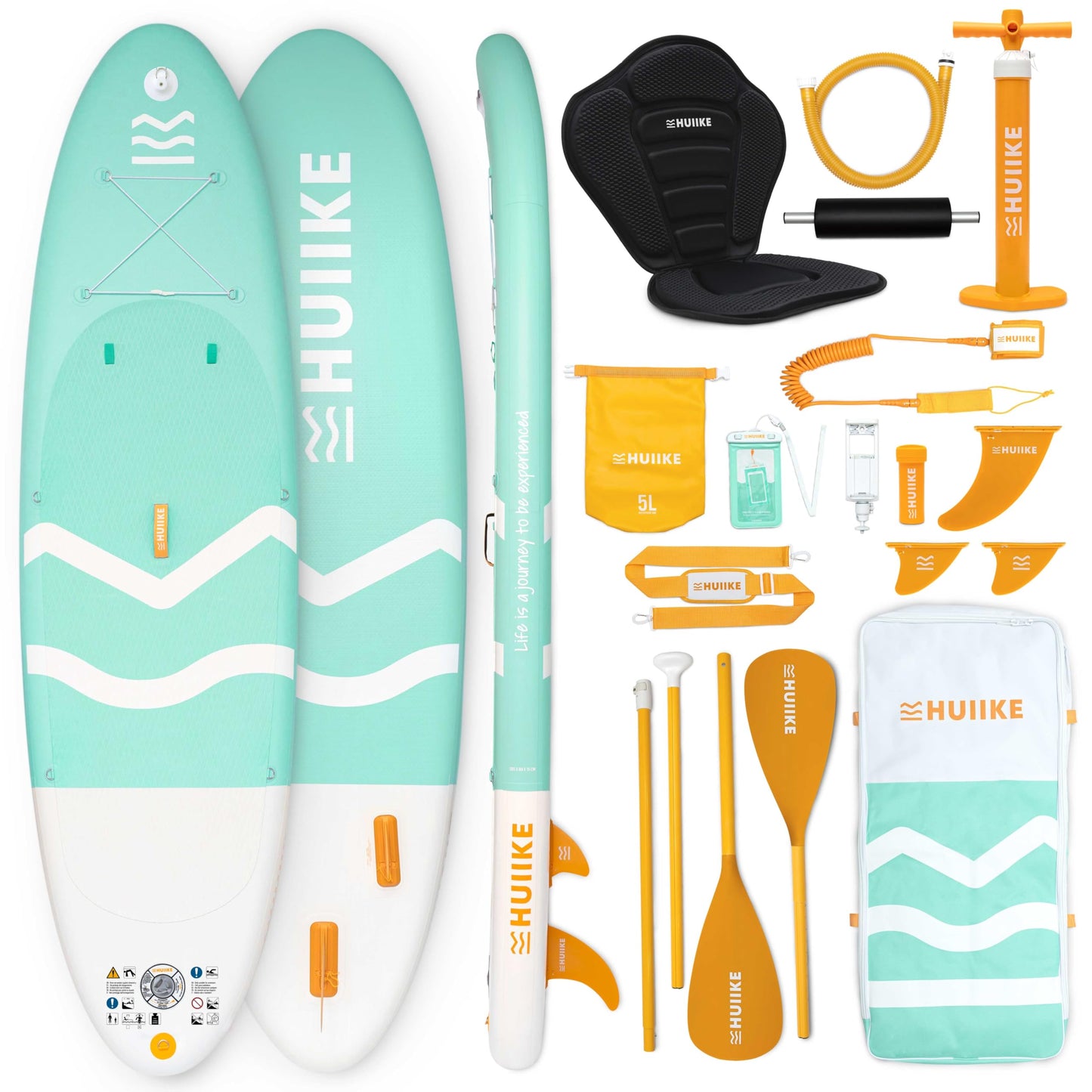 HUIIKE aufblasbares SUP Board, 305 cm, bis 130 kg, mit Komplett-Set
