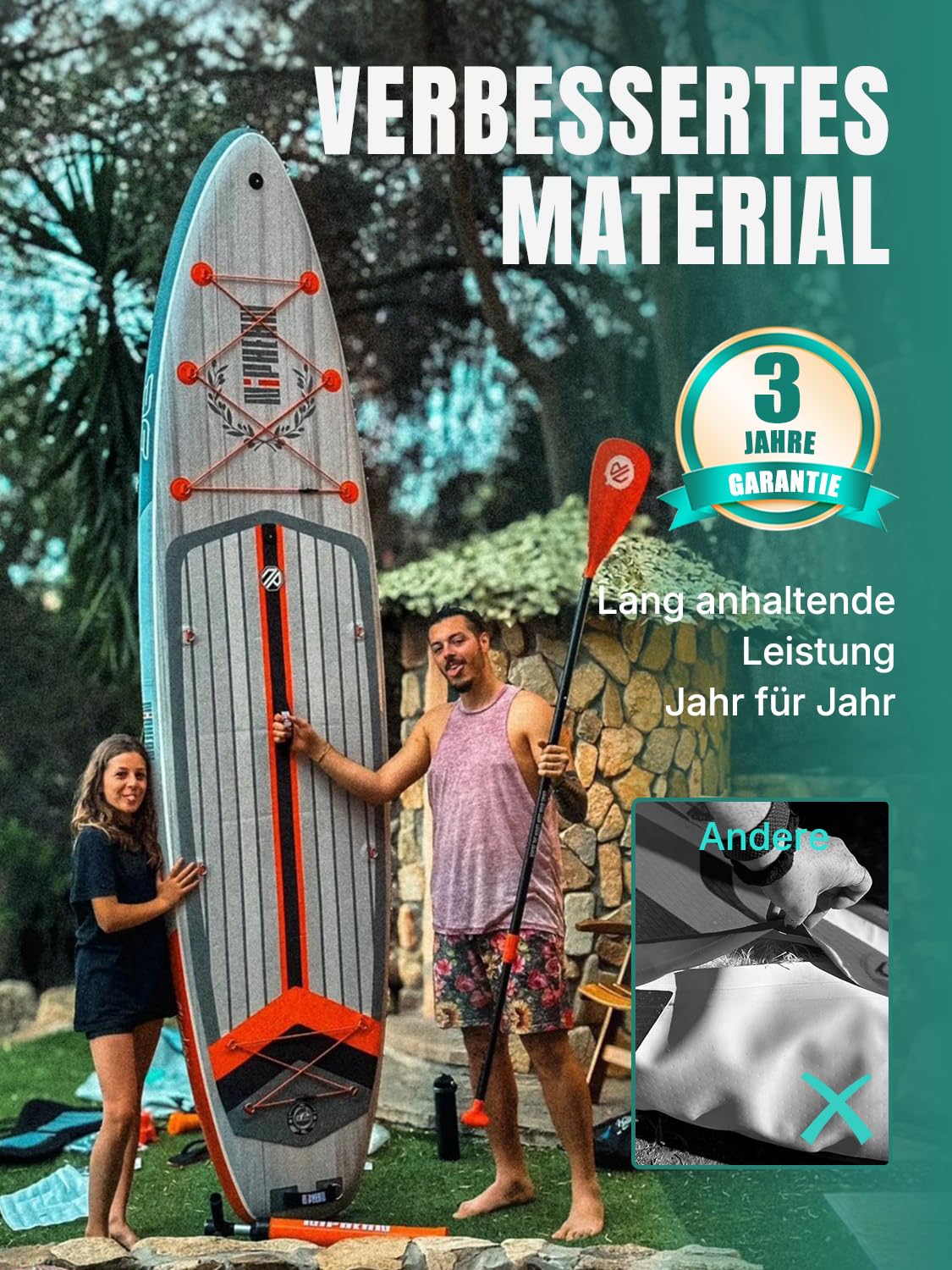 Niphean Extra Großes SUP Board für 2+1 Personen, mit Balancierflügel