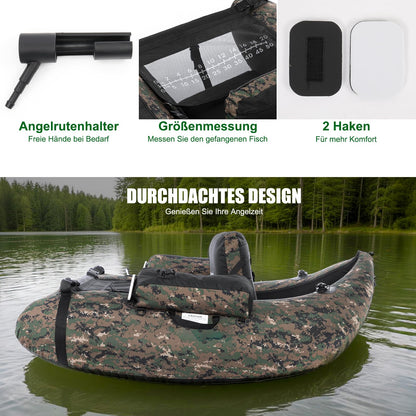LEADZM aufblasbares Angelboot, Camouflage, 150 kg Tragkraft