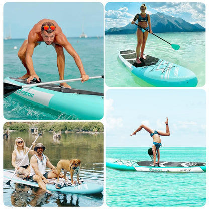 FBSPORT aufblasbares SUP Board, 15 cm dick, mit Komplett-Set, Grün