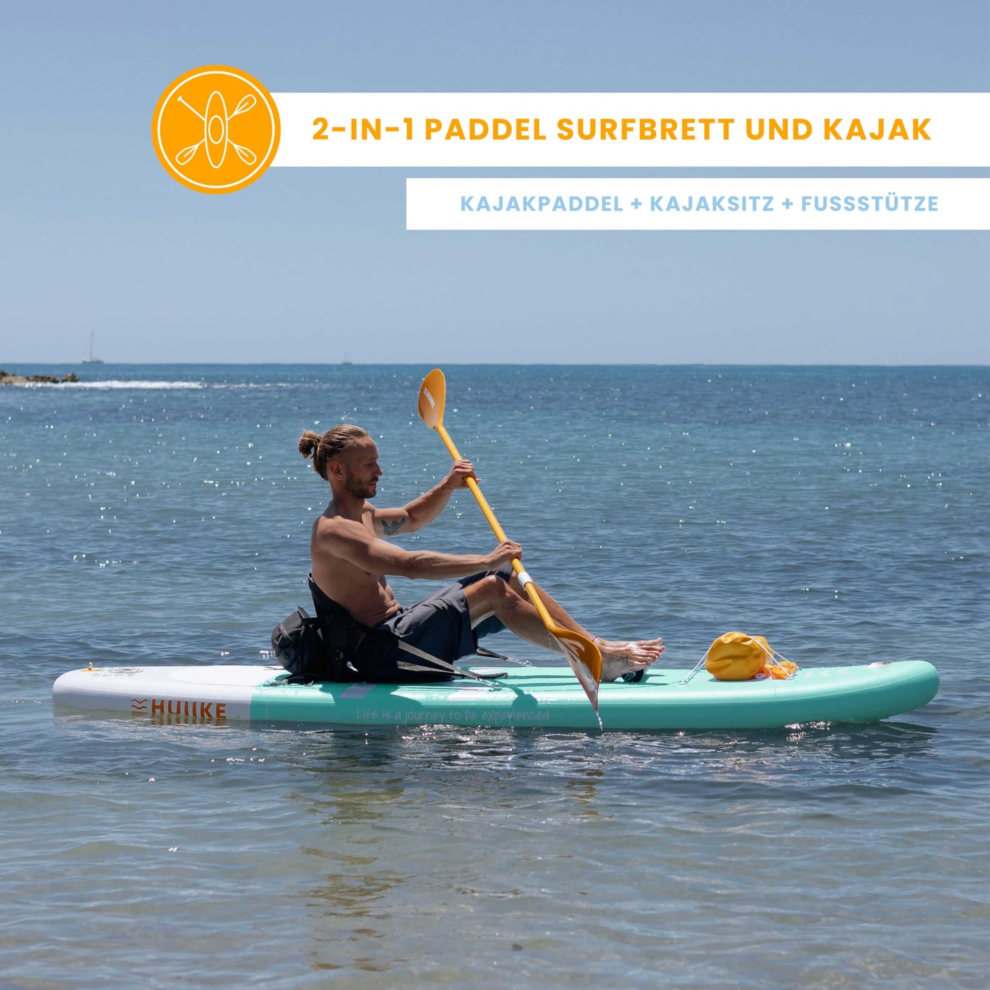 HUIIKE aufblasbares SUP Board, 305 cm, bis 130 kg, mit Komplett-Set