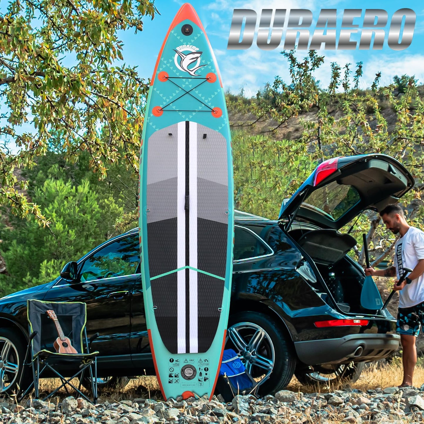 Aufblasbares SUP Board mit Kajak-Sitz, 330 cm, bis 150 kg, mit Kamerahalterung, Mintgrün