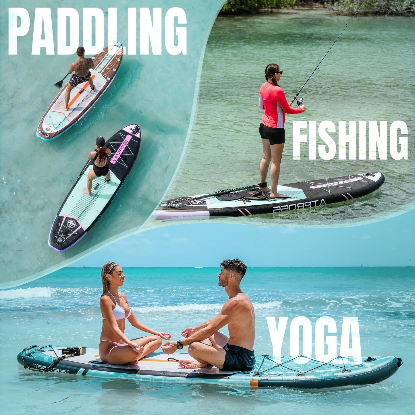 ATPROSS aufblasbares SUP Board, bis 200 kg, mit Premium-Set, 350 cm