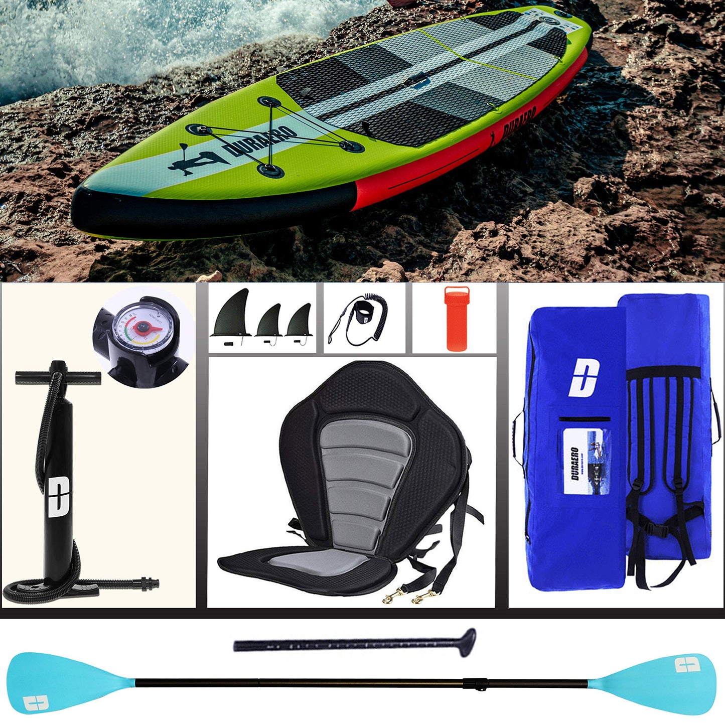 Aufblasbares SUP Board Set, mit Kajak-Sitz und Kamerahalterung, 330 cm, bis 150 kg