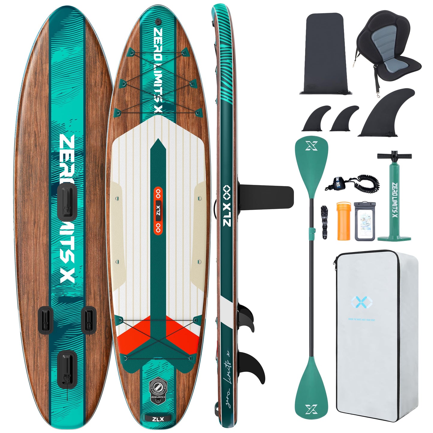 ZLX aufblasbares SUP Board, mit Sitz und Anti-Rutsch-Deck, 320 cm
