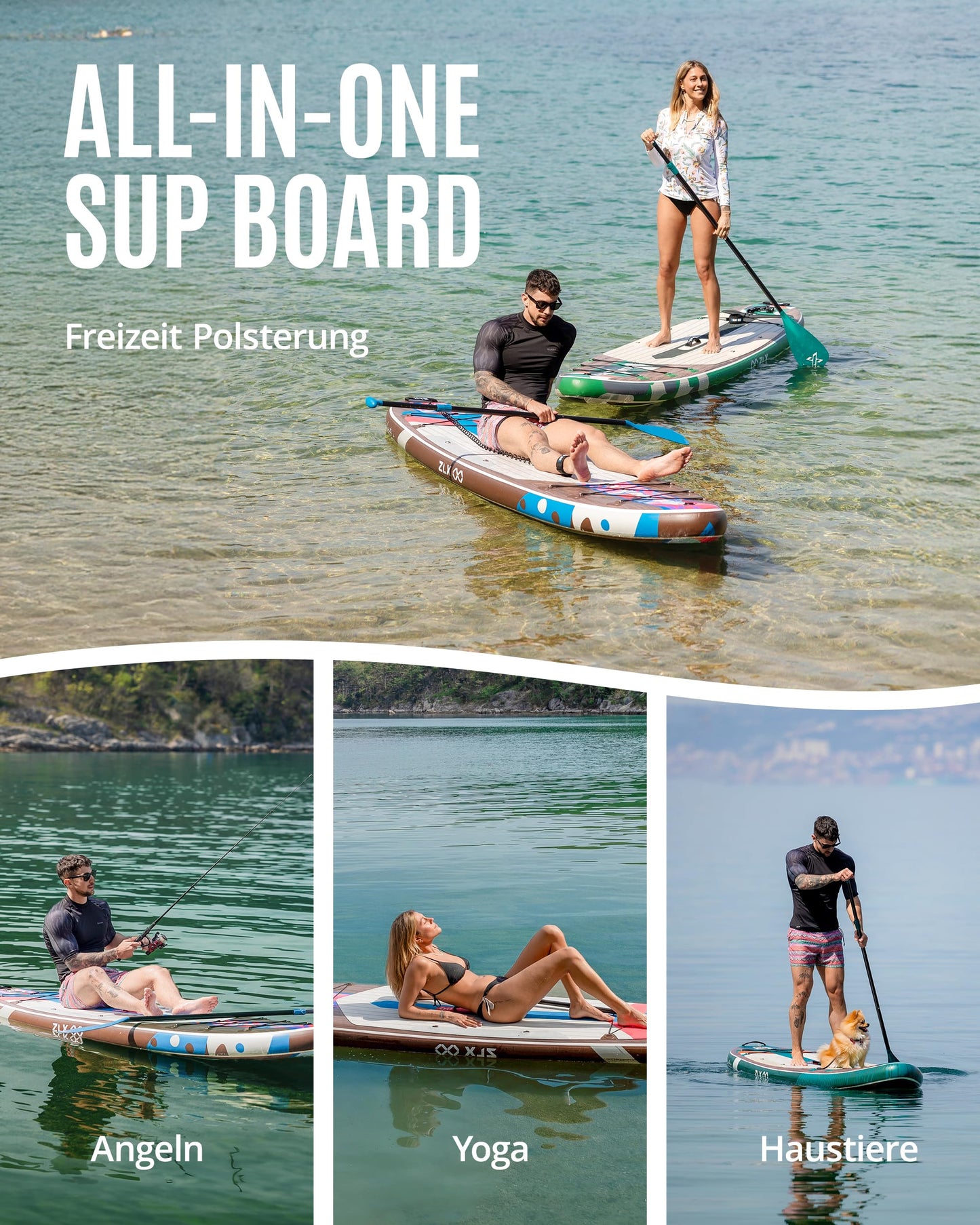 ZLX aufblasbares SUP Board, mit Sitz und Anti-Rutsch-Deck, 320 cm