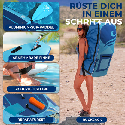 SereneLife aufblasbares SUP Board, mit Komplett-Set